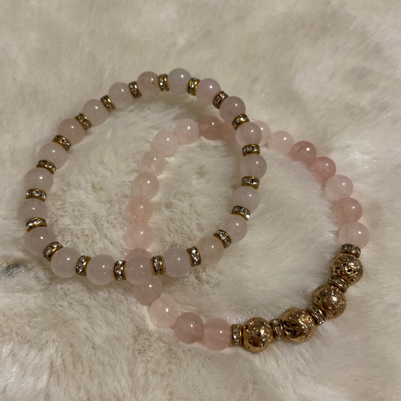 Handmade rose quartz beaded bracelet - Picture 6 of 7